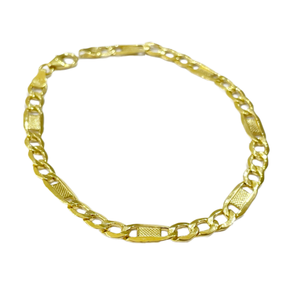 Figarokette Armband mit Muster 585 Gold 1.1