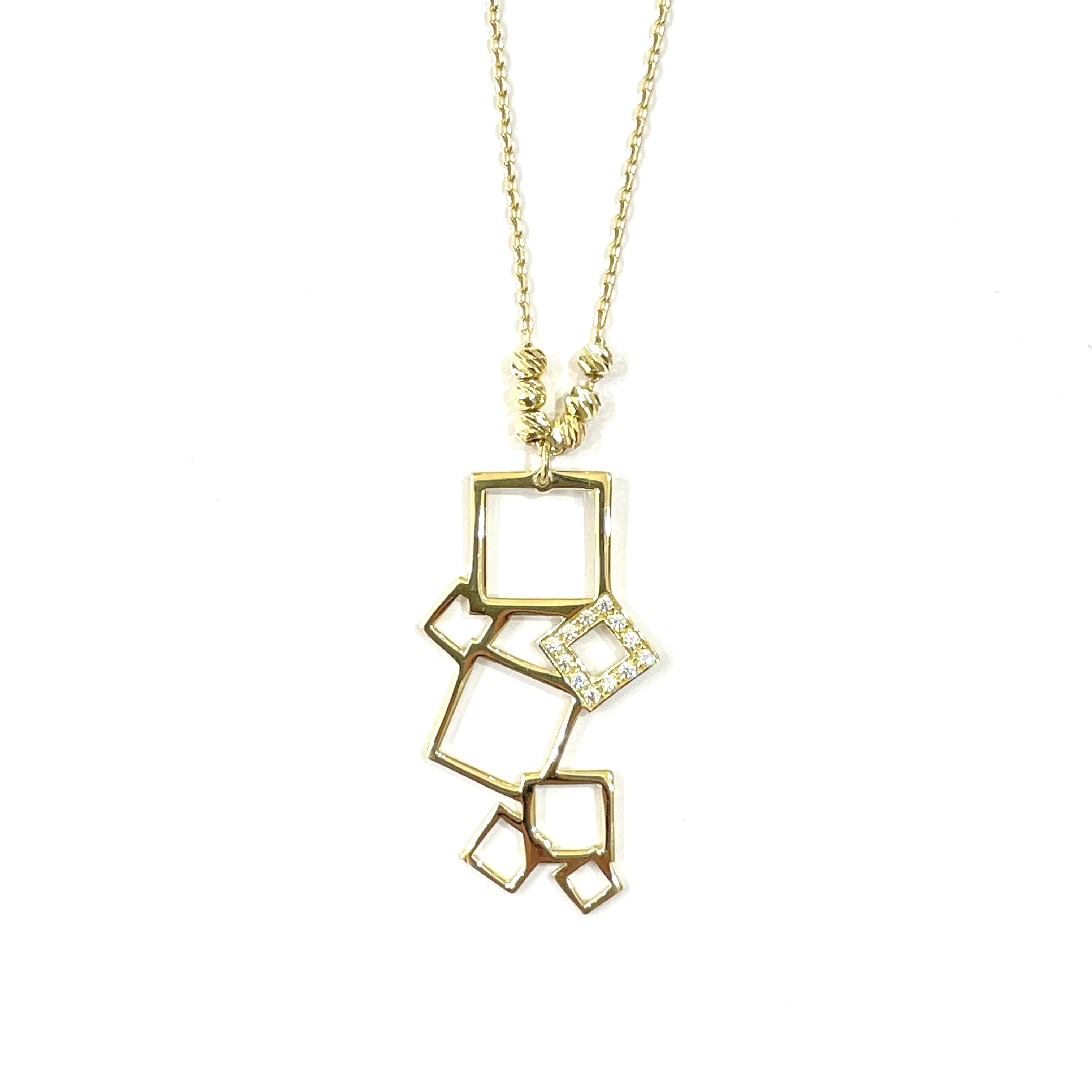Halskette mit Vierecken Anhaenger 585 Gold