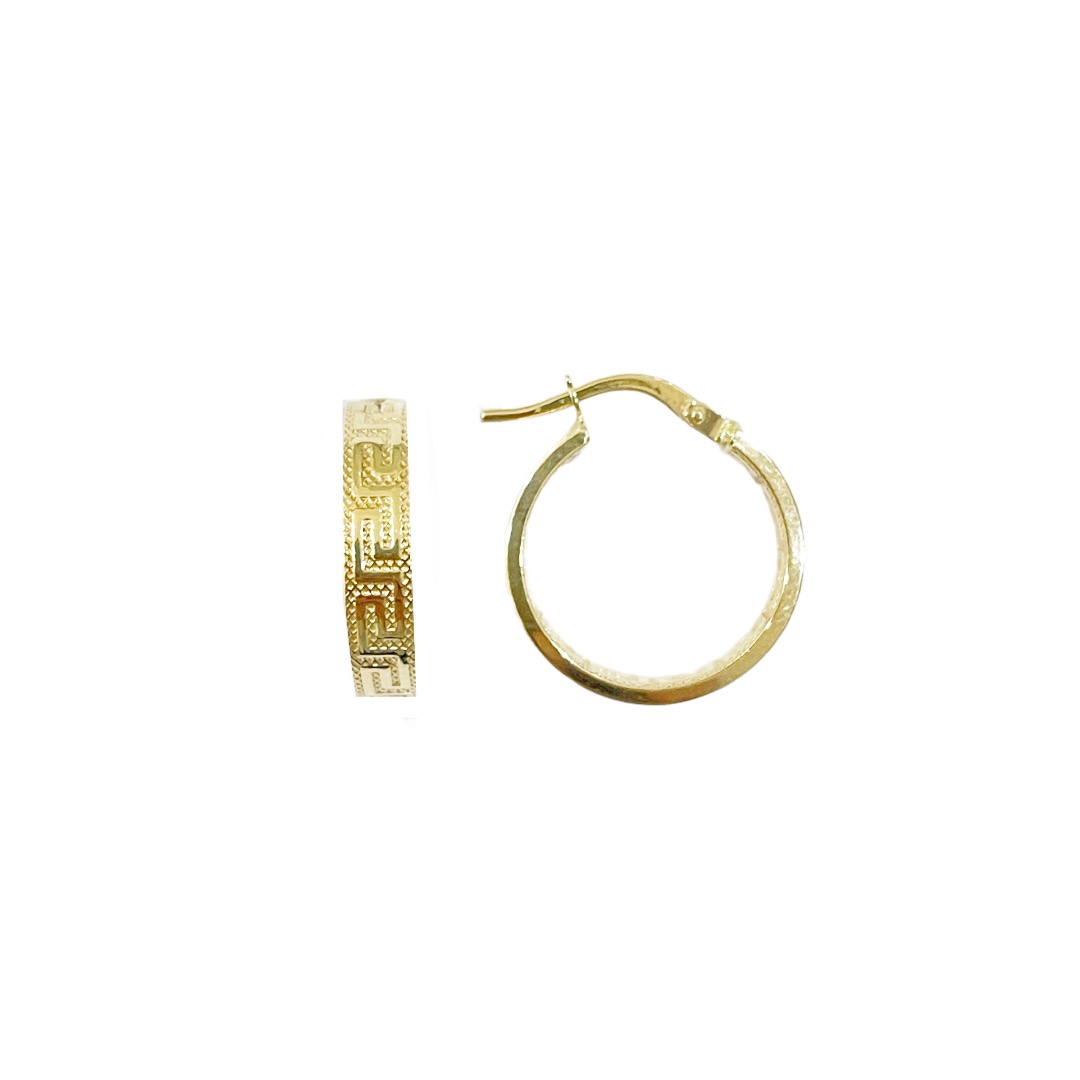 Kleine Creolen mit Mäander Gold 585