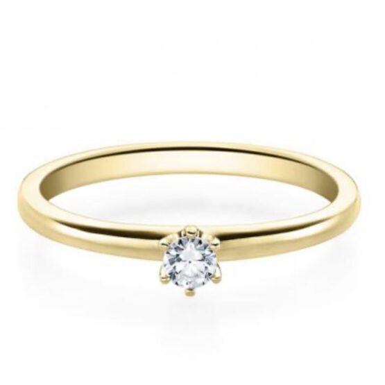 Solitaire Brillantring 585 Gold 0.10 ct. 1